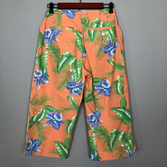 Lauren Ralph Lauren Orange Tropical Floral Pants 6 - Picture 4 of 8